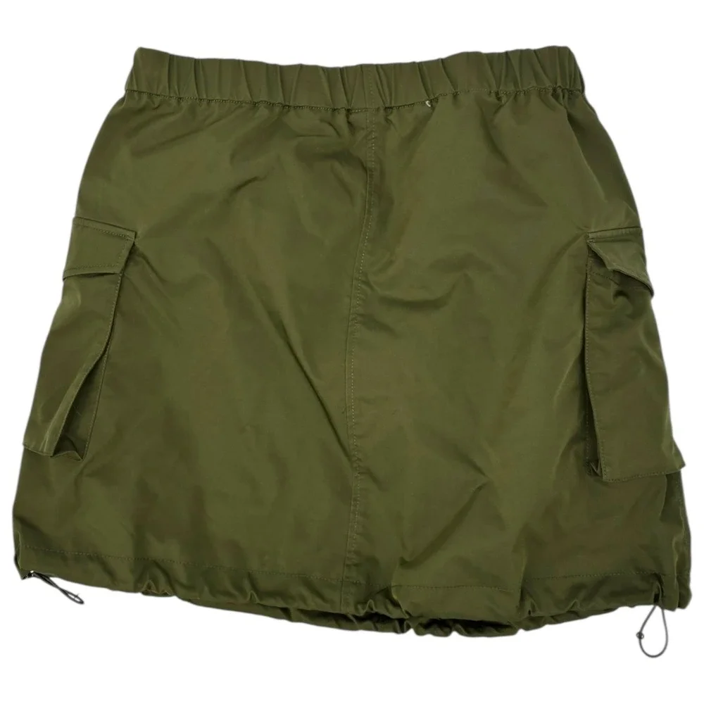 Aritzia Babaton Cargo Mini Skirt 6 Olive‎ Utility Zip Pockets Cinch Hem